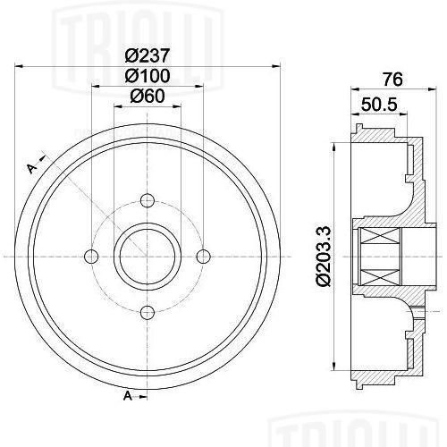 Барабан торм. Renault Clio III (05-) с подшипником d 203 Trialli TRIALLI TF 051338