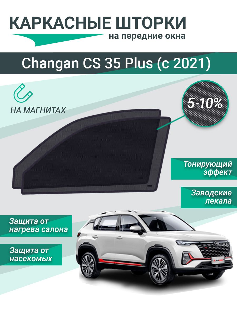 Каркасные шторки для Changan CS35 Plus (c 2021) на магнитах, сетки на передние стекла