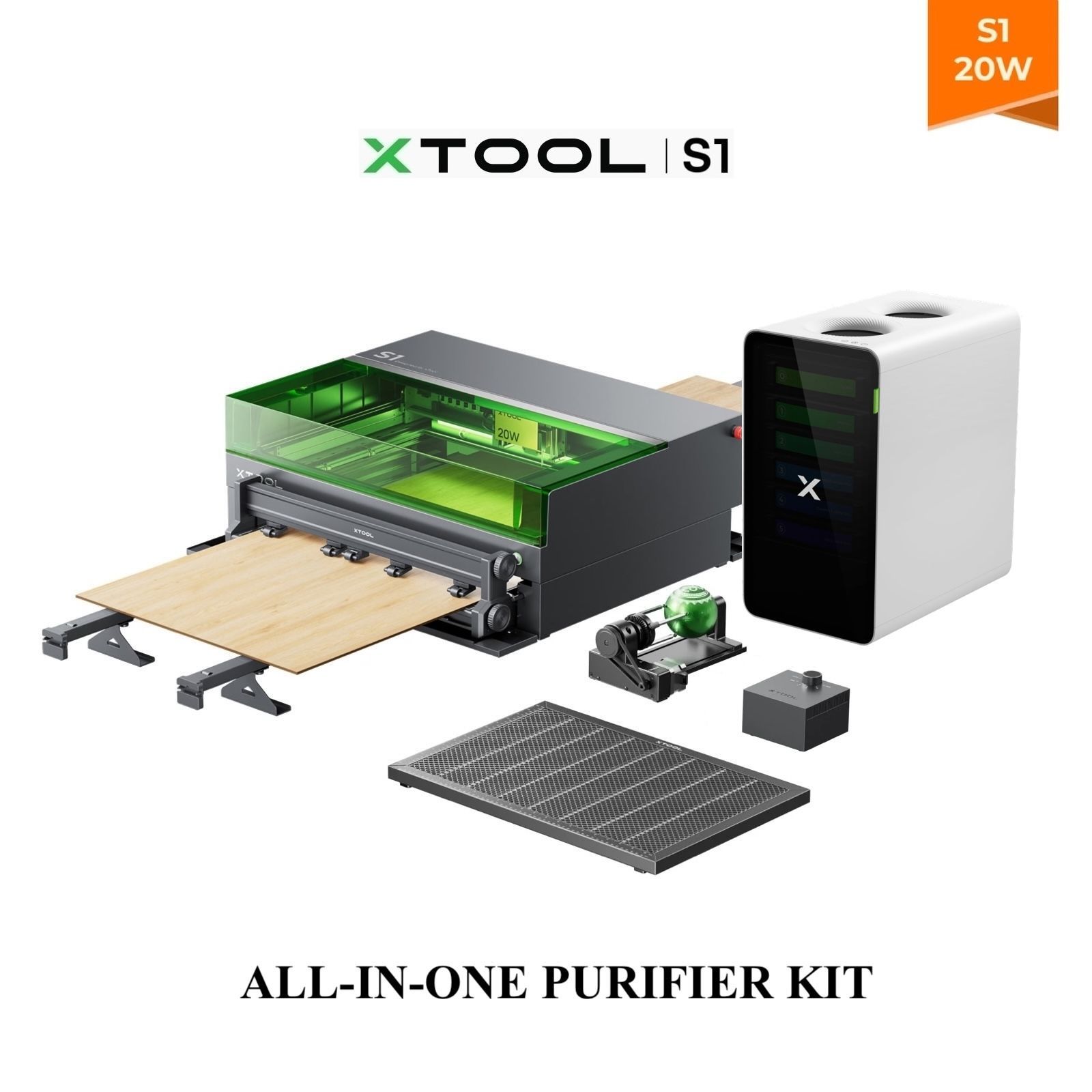 Станок для лазерной резки и гравировки xTool S1 20W All-in-one Purifier Kit