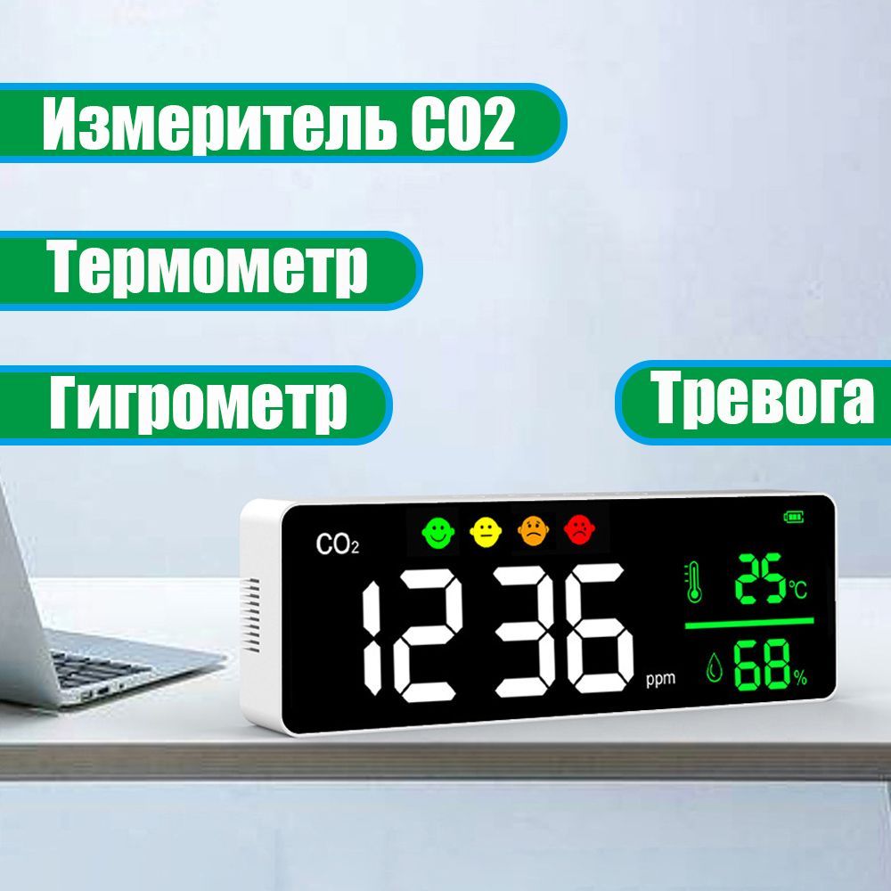 Монитор качества воздуха,Измеритель CO2, Термометр, Гигрометр