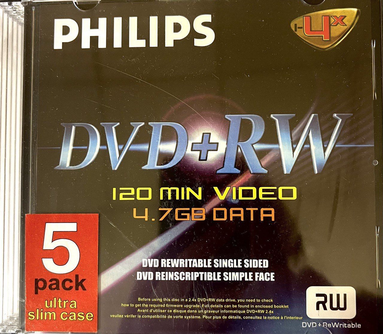 Диск для записи DVD+RW, 4,7 ГБ, 5 шт