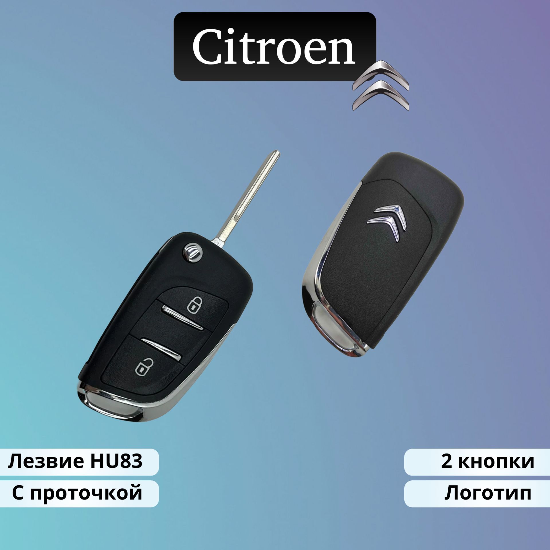 Корпус ключа зажигания Citroen 2 кнопки