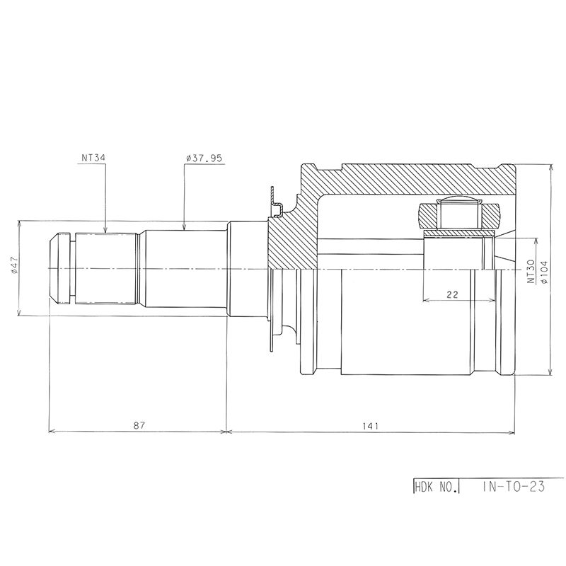 Шрус внутренний TOYOTA LAND CRUISER 200 2UZFE/1VDFTV 07- HDK IN-TO-23