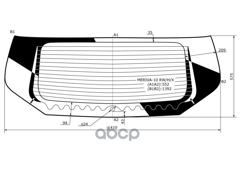 XYG Стекло заднее (Цвет зеленый/ Обогрев) Opel Meriva 10-18