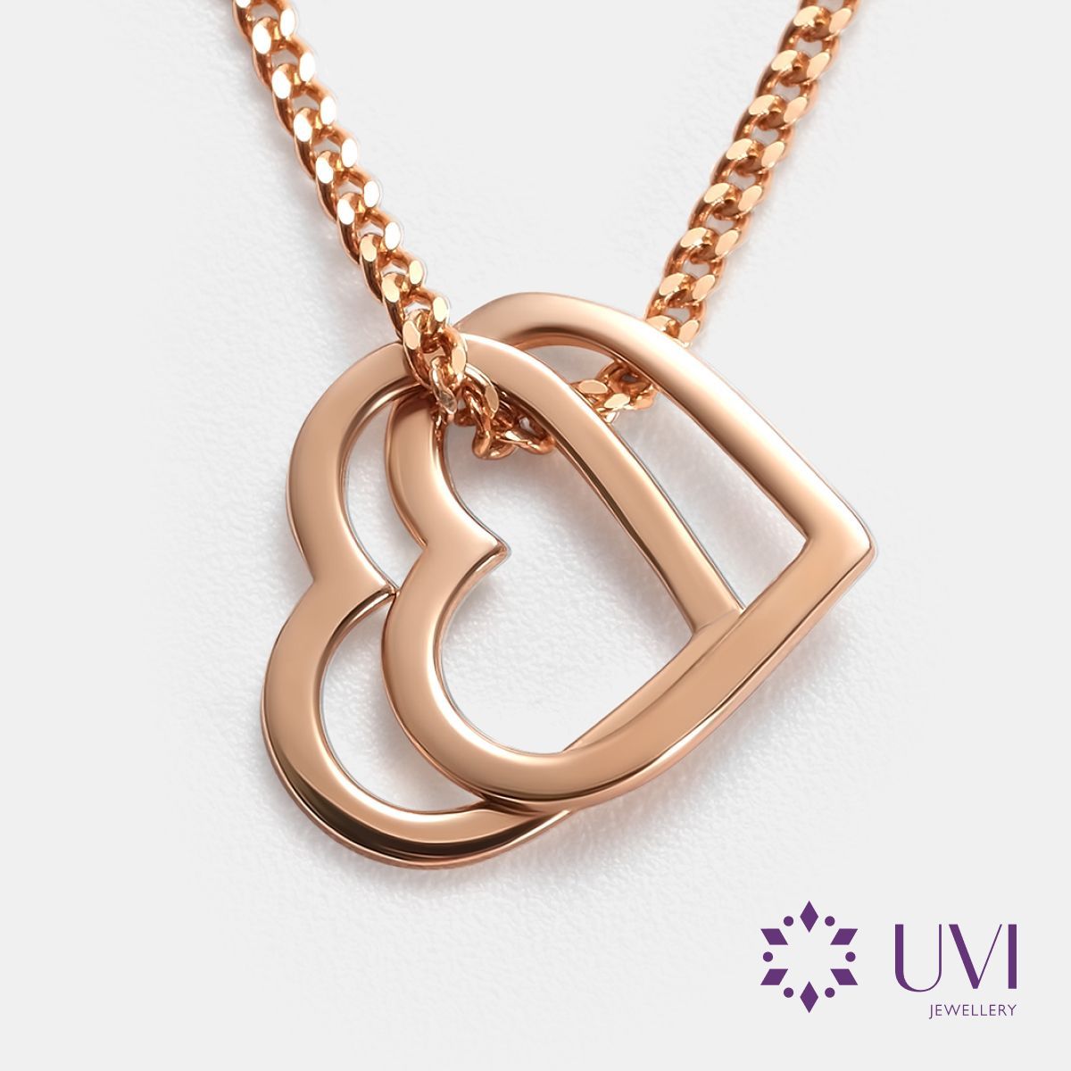 Подвеска женская золотая 585 Сердца, UVI Jewellery