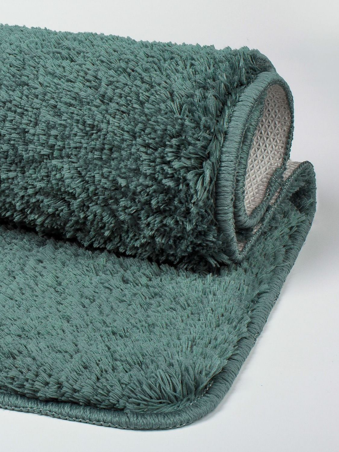 Фото товара на маркетплейсе ozon Коврик для ванной комнаты и туалета 70х120 см, большой, противоскользящий, микрофибра, темно-зеленый, быстросохнущий, BSQL06Mi12