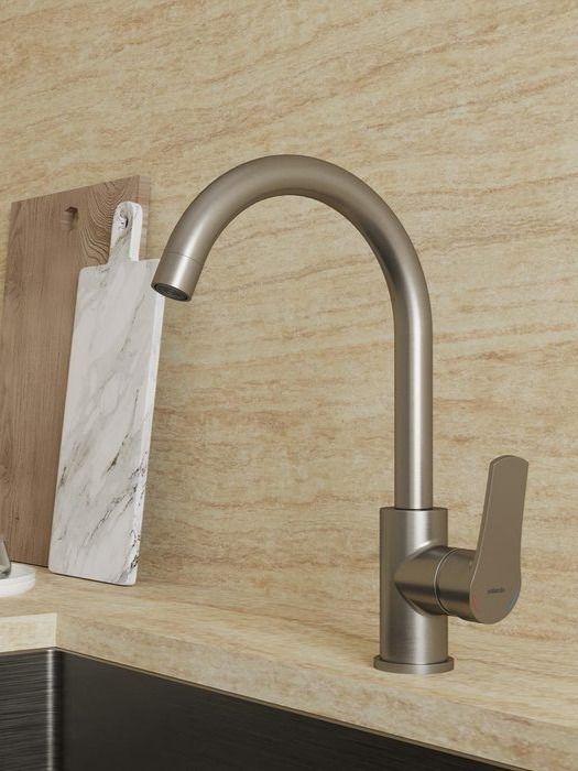 Фото товара на маркетплейсе ozon Смеситель для кухни, сатин, Meal, Milardo, M01BNJ0M05