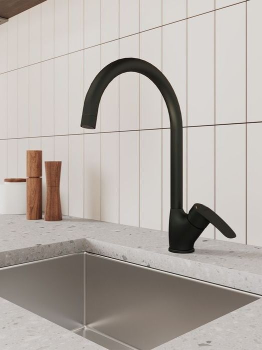 Фото товара на маркетплейсе ozon Смеситель для кухни Milardo, латунь, черный матовый, Rora, RORBL0JM05