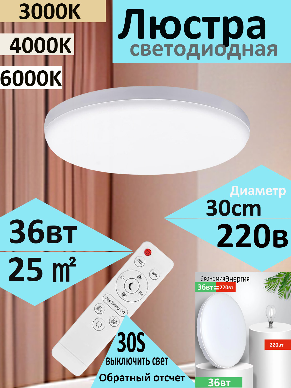 Люстра,LED,36Вт