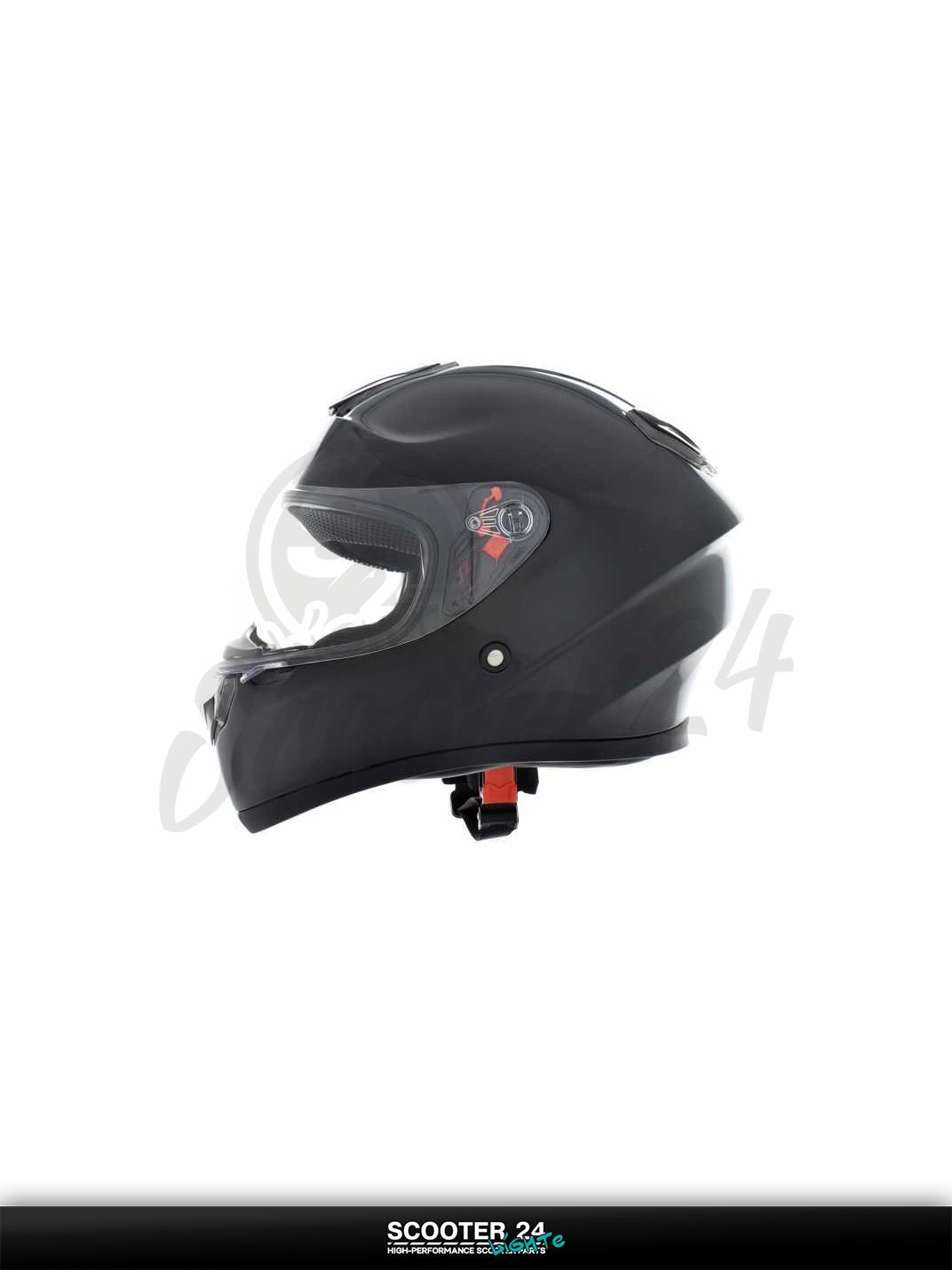 Шлем интеграл "DAVID" (#D820 черный глянцевый XL ABS красный спойлер) мото / для скутера и питбайка / универсальный