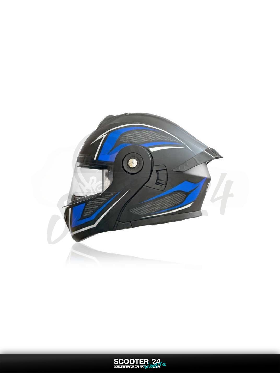 Шлем трансформер "IBK" (#112 черно-синий-матовый, очки, L) универсальный на мотоцикл мопед и скутер / эндуро / питбайк / квадроциклы ATV