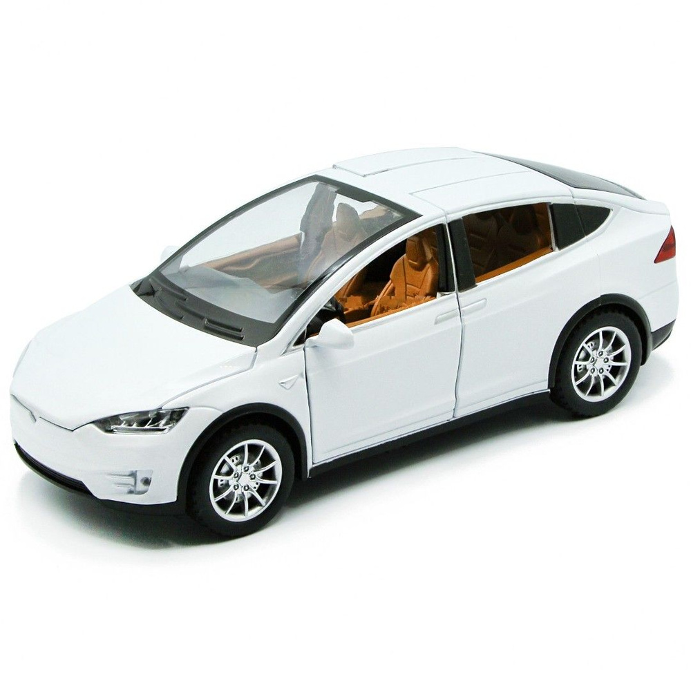 Коллекционная машинка игрушка металлическая Tesla model x с багажником масштабная модель 1:22  #1