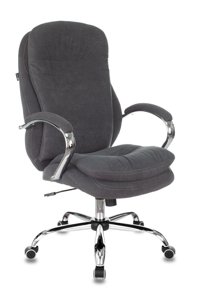 Кресло руководителя Бюрократ T-9950SL Fabric серый Alfa 44 крестов. металл хром  #1