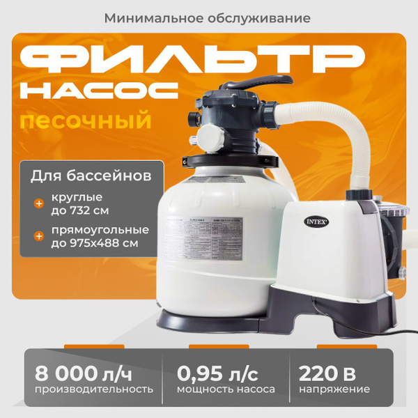 Песочный фильтр насос для каркасного бассейна 8000 л/ч Intex 26648 ...