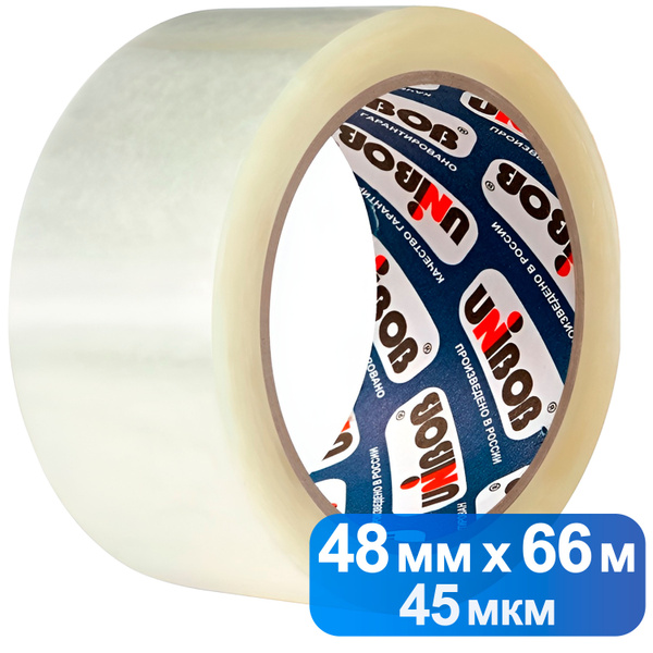 Клейкая упаковочная лента UNIBOB 48 мм 66 м 45 мкм Скотч Увеличенная ...