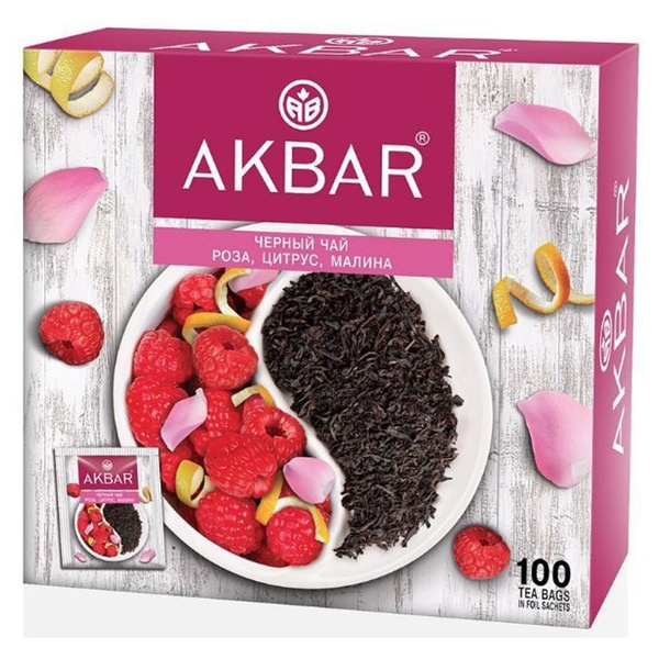 Чай черный Akbar Роза, Цитрус и Малина 100 пакетиков - купить с ...