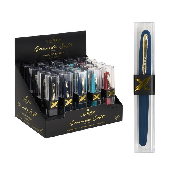 Ручка шариковая LOREX Grande Soft, прорезиненный корпус сине-зелёный ...