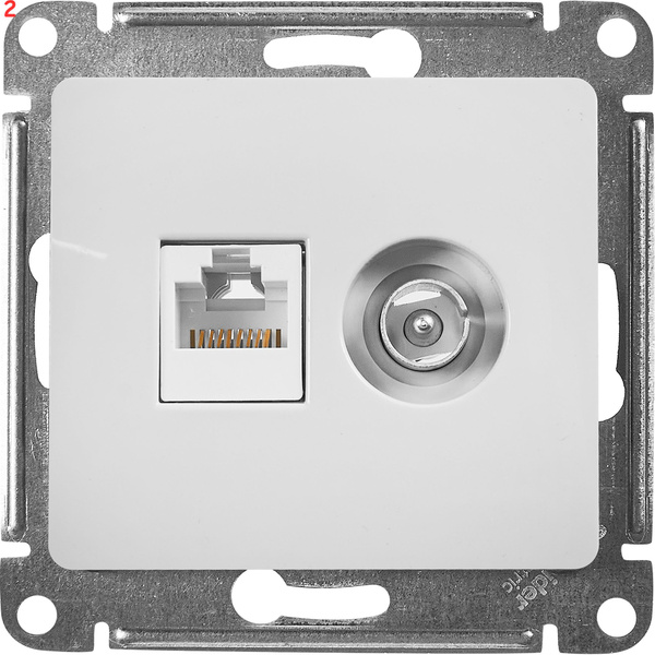 Розетка двойная компьютерная встраиваемая Electric Glossa RJ45 UTP cat ...