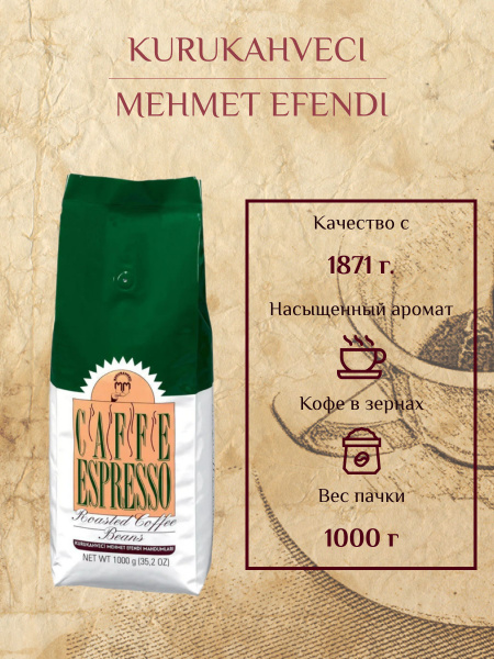 Кофе Mehmet Efendi эспрессо турецкий в зернах Espresso 1 кг - купить с ...