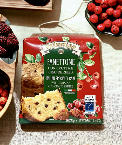 Кекс (кулич) Panettone VALENTINO с изюмом и клюквой 750г, Италия ...