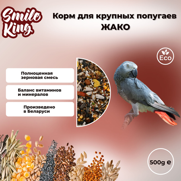 Корм для крупных попугаев Жако "Smile King" 500г - купить с доставкой ...
