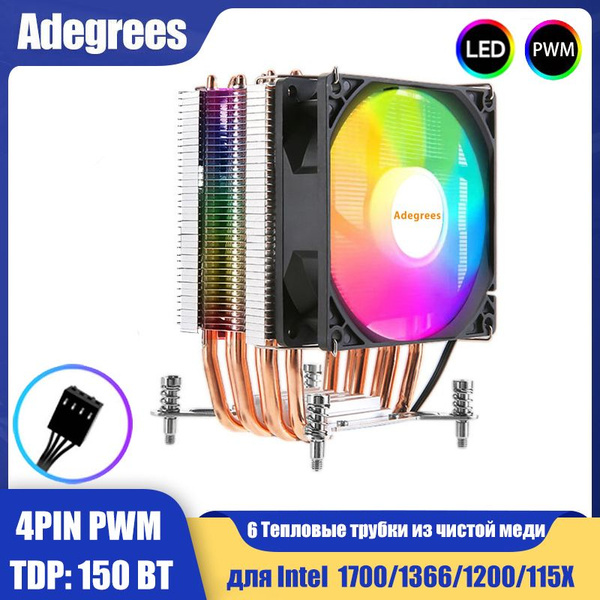 Кулер для процессора 4PIN PWM для Intel Lga 1700 1366 1200 1150 1151 ...