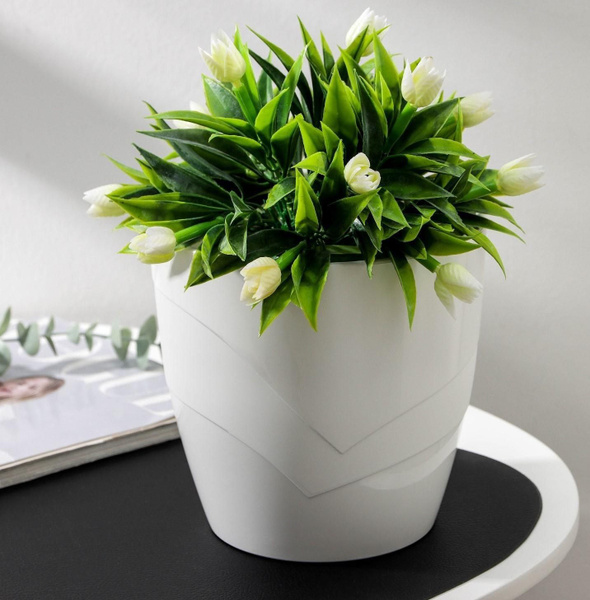 Кашпо для цветов со вставкой Грация, 2,8 л, цвет белый - купить с ...