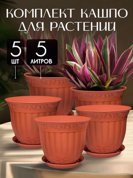 Горшок, кашпо для цветов растений, цветочный пластиковый для балкона ...