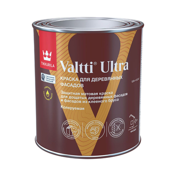 Краска Tikkurila для деревянных фасадов Быстросохнущая, Гладкая, Водная ...