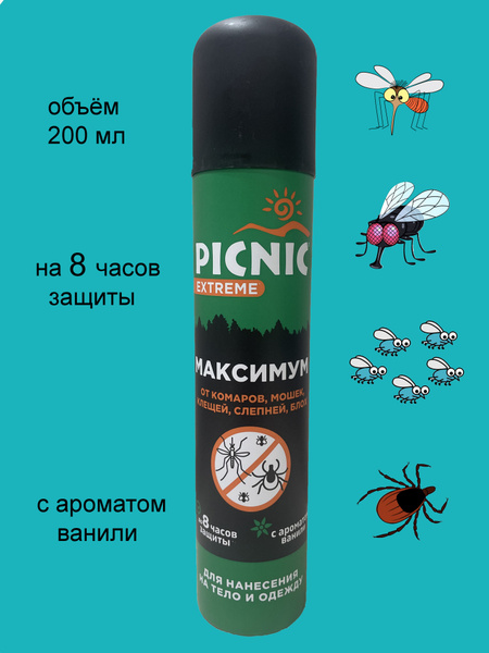 Средство от комаров и клещей PICNIC EXTREME - купить с доставкой по ...