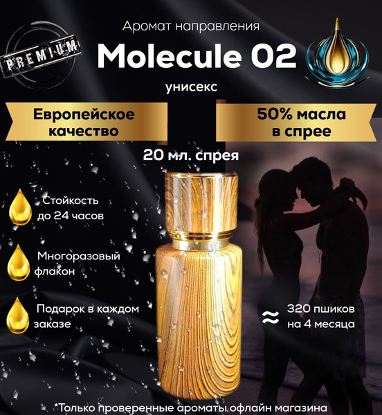 Характеристики Molecule 02 Масляные духи спрей, 20 мл (по мотивам, духи ...