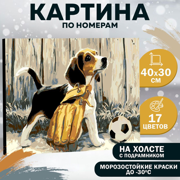 Картина по номерам для детей , Школа Талантов , "Щенок с мячиком ...