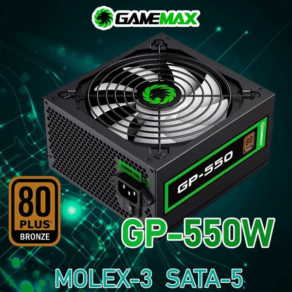 Блок питания GameMax GP-550 (Черный 550W Bronze 140мм 20+4pin 4+4pin ...