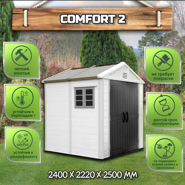 Хозблок-сарай HOUZblock Comfort 2 пластиковый, двухсекционный ...