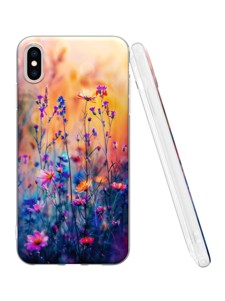 Силиконовый чехол Mcover для iPhone XS Max (Айфон Икс Эс Макс), Цветы v ...
