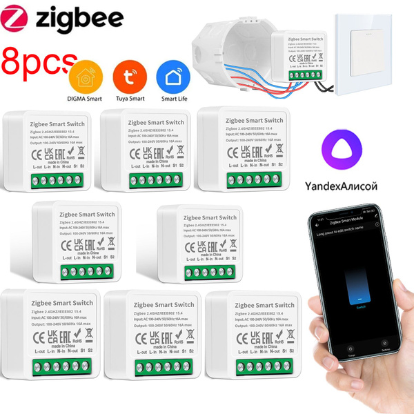 Умное реле мини Zigbee 3.0 16А Tuya / Smart life для умного дома ...