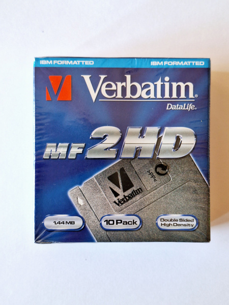 Дискеты 3,5" для записи 1.44Мб Verbatim MF 2HD, 10 шт. в упаковке ...