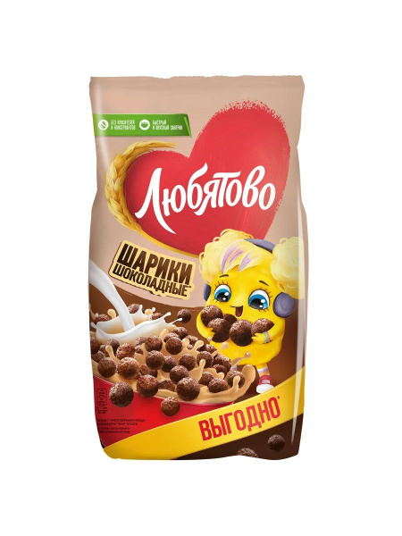 Готовый завтрак Любятово шоколадные шарики, 500 г - купить с доставкой ...