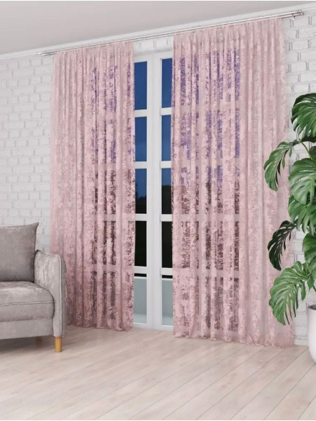 Тюль высота 240 см, ширина 400 см, крепление - Лента, Розовый - купить ...