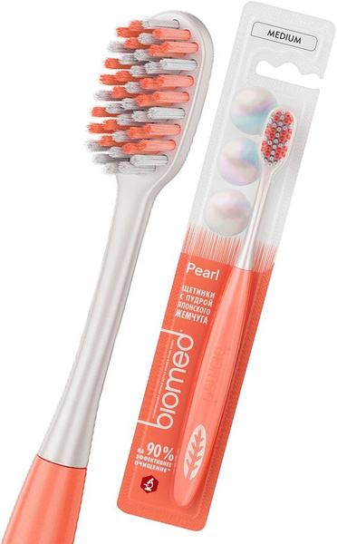 Зубная щетка Biomed Pearl White средней жесткости персиковая х 3 шт ...