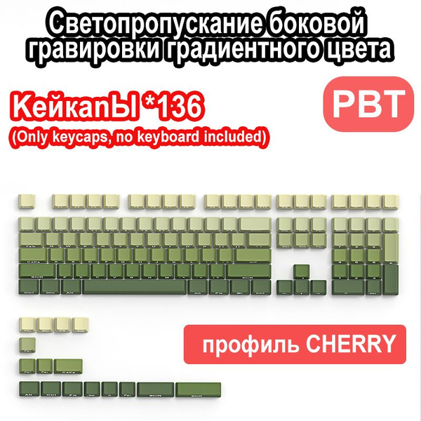 Характеристики кейкапы для клавиатуры из ПБТ, полупрозрачный колпачок с ...