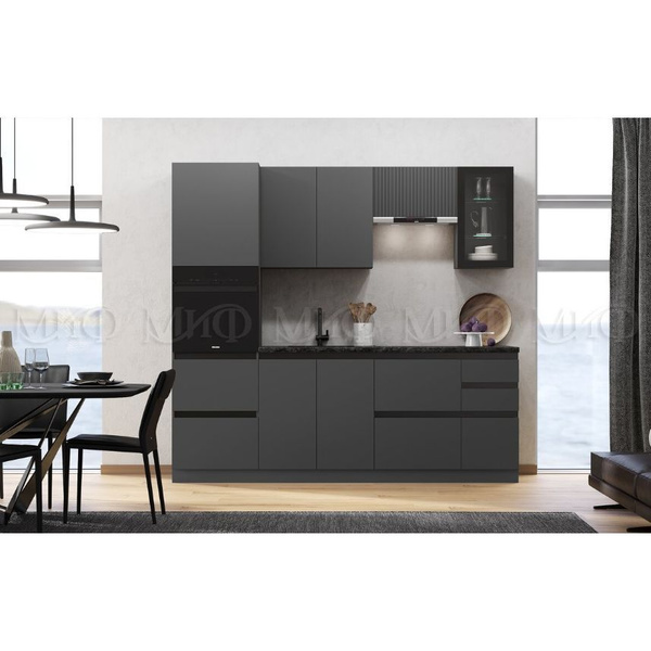 Кухня Техно-6 2,4м (Графит/Графит софт) купить по выгодной цене в ...