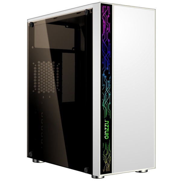 Корпус для ПК белый, RGB, ATX, mATX, Mini-ITX Ginzzu A390, закалённое ...