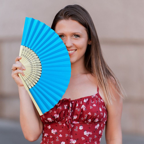 Складной веер Однотонный бамбуковый бумажный веер - купить Веер по ...
