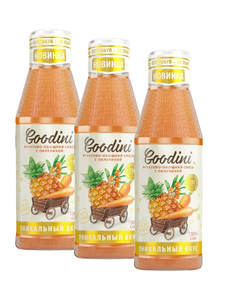 Сок Goodini фруктово-овощная смесь с облепихой, 750 мл х 3 шт - купить ...