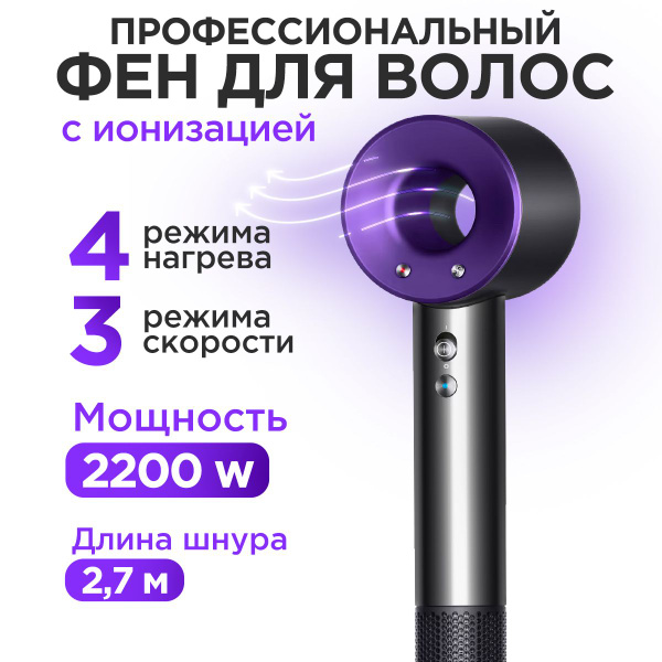 STIMAXON Фен для волос Фен профессиональный 2200 Вт, скоростей 3, кол ...