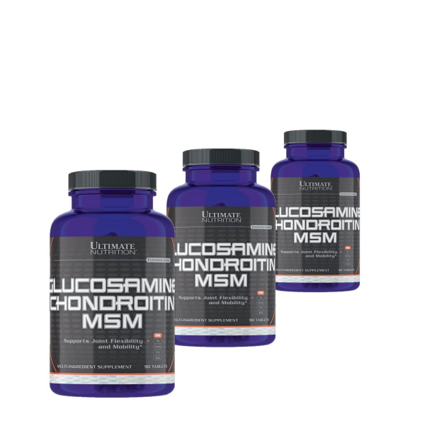 3 УПАКОВКИ! Ultimate Nutrition Glucosamine Chondroitin MSM 90 таблеток ...