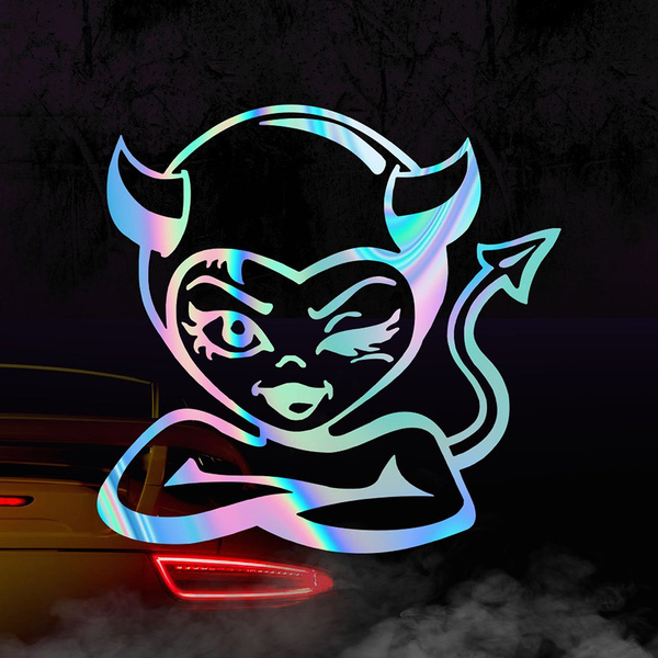 Наклейка Девушка дьявол, голографическая - купить по выгодным ценам в ...