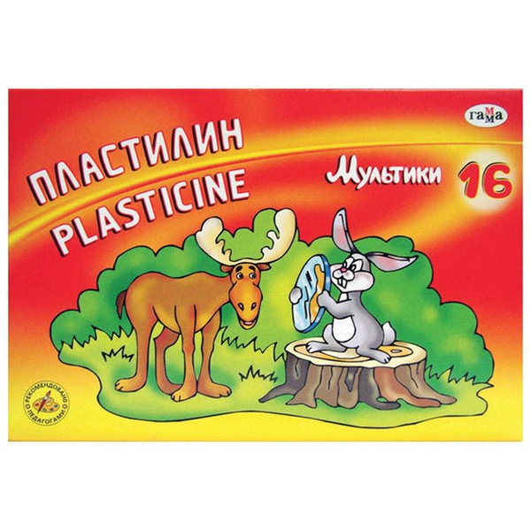 Пластилин Гамма "Мультики", классический, со стеком, 16 цветов, 320 г ...