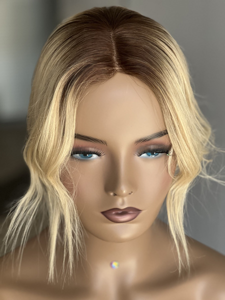 Накладка luxury из натуральной волоса с моно ONLYSHAIR блондинка ...